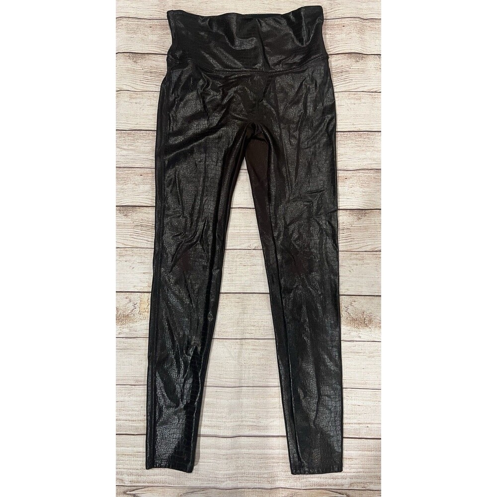 SPANX Leggings Woman’s Brown Faux Leather Alligator Size Large
